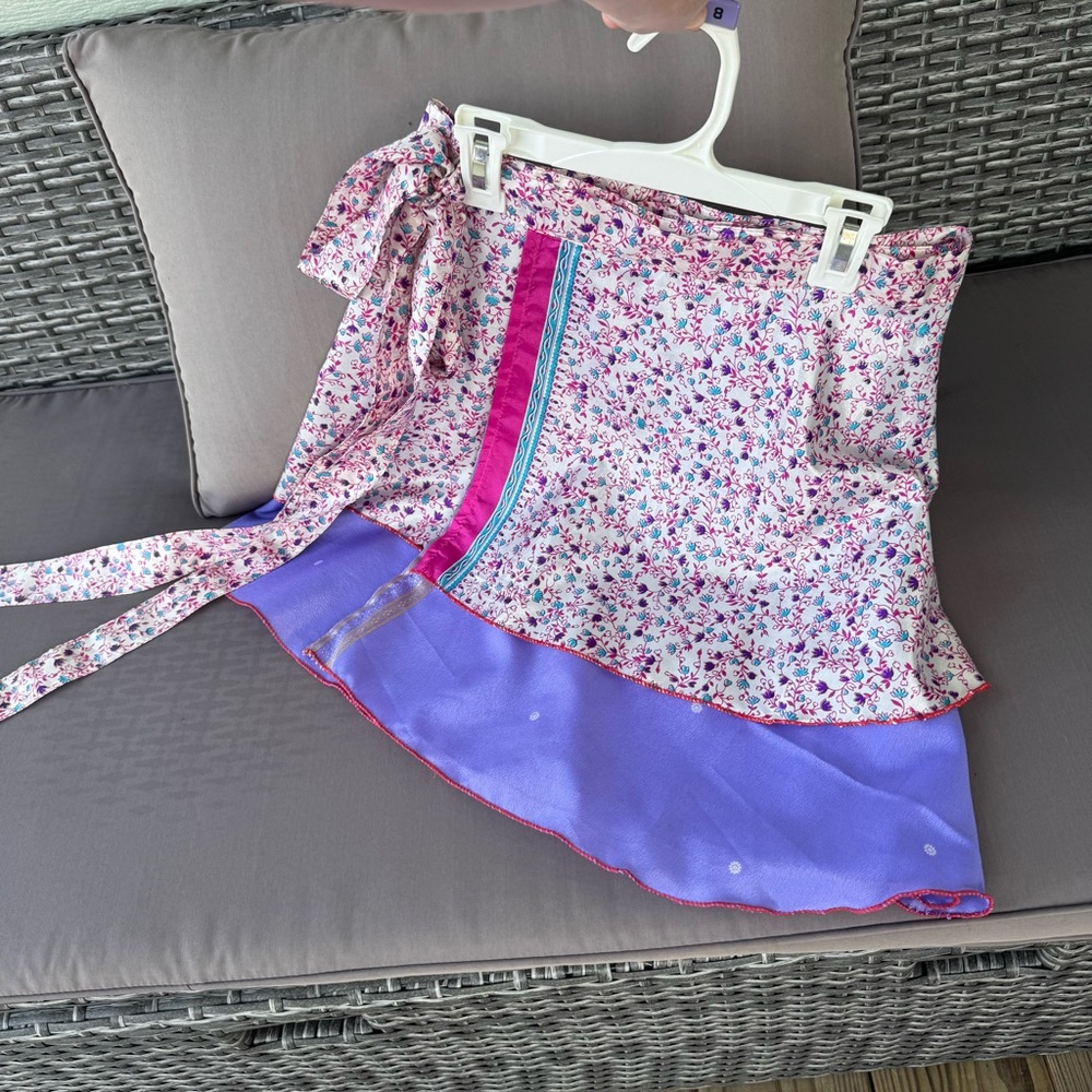 Eve Floral Wrap Skirt with Purple and Pink Hues